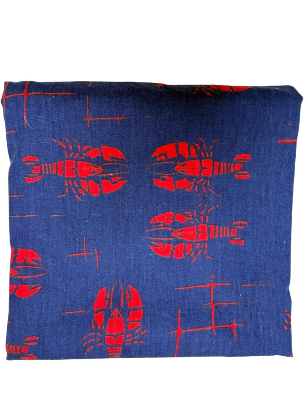 tablecloth lobsters sea ocean blue red cotton 86x42 handmade